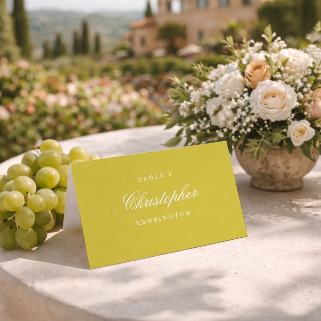 Cartes de Table Élégantes Jaune Citron pour Mariag (Créateur téléchargé)