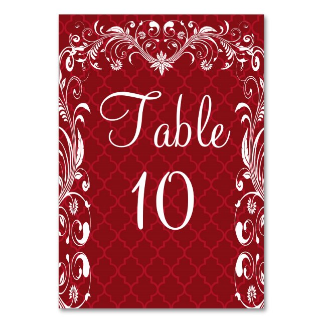 Cartes de table élégantes Mariage rouge fleuri (Par défaut)