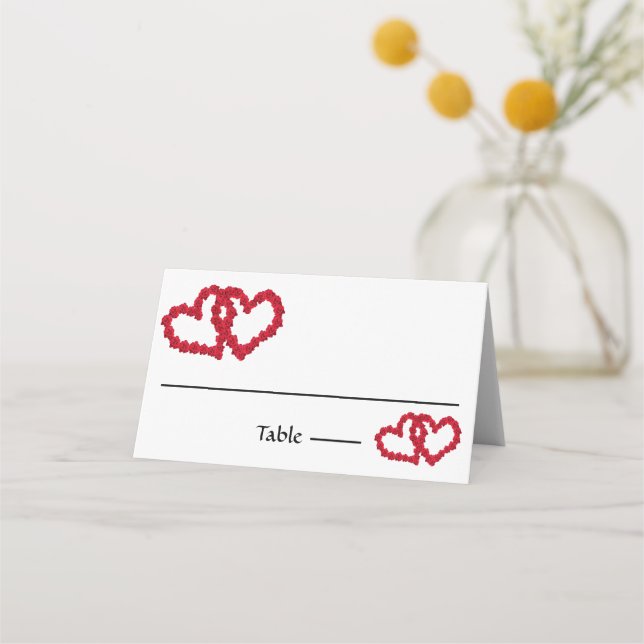 Cartes de table élégantes Roses Cœurs Rouges pour  (Devant)