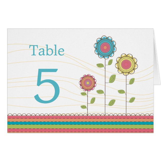 Cartes de Table Élevées Fleurs Arc-en-ciel Mariage (Devant horizontal)