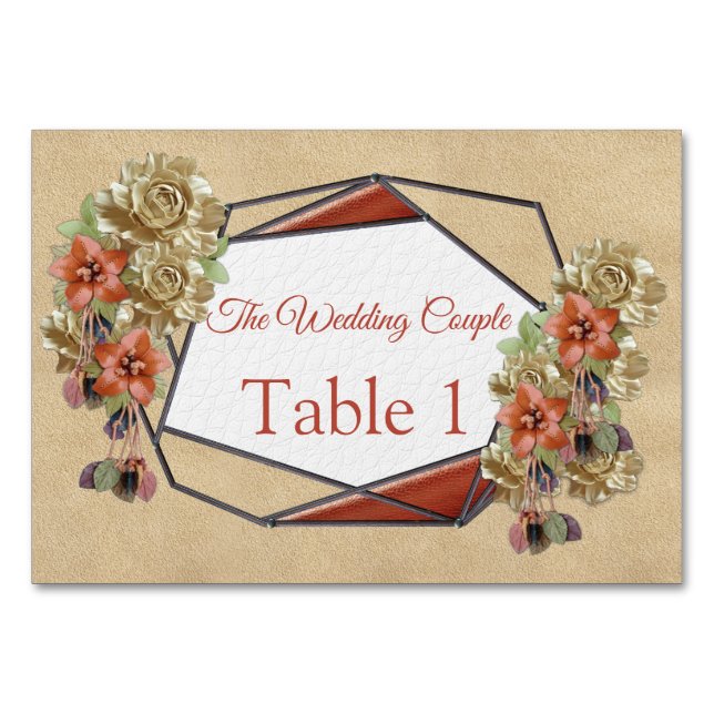 Cartes de table en cuir géométrique et texture de  (Devant)