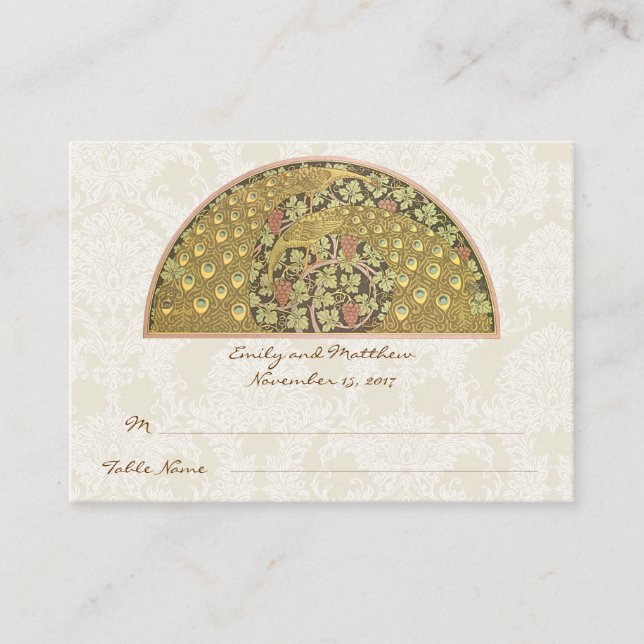 Cartes de table en damas du vignoble du paon (Devant)