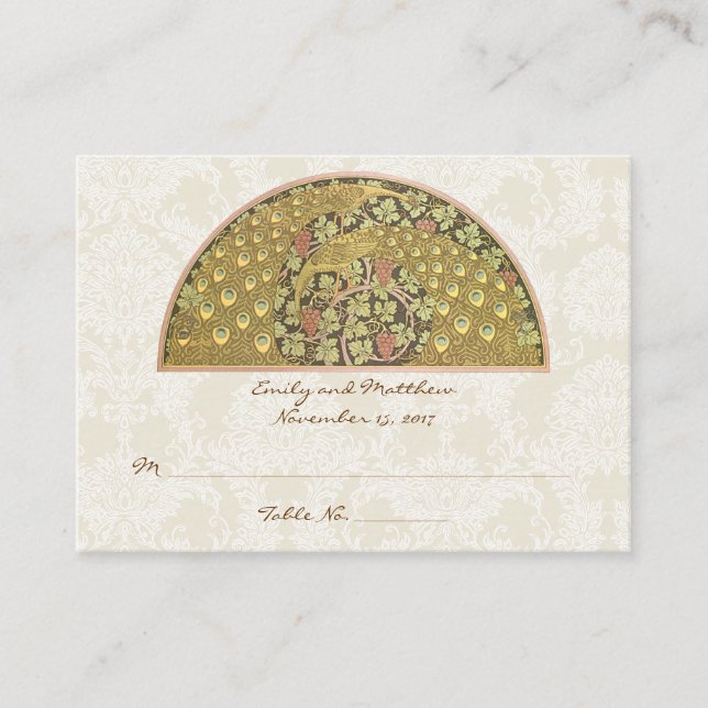 Cartes de table en damas du vignoble du paon (Devant)