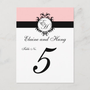 Cartes de table en damas rose chic