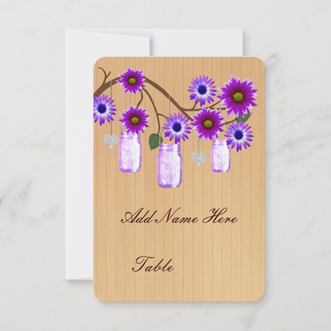 Cartes de table en pots Mason violet rustique de c (Devant)