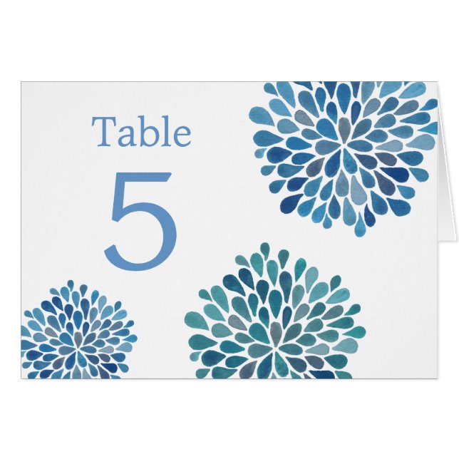 Cartes de Table Fleurs de Mariage à l'Aquarelle Bl (Devant Horizontal)