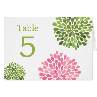 Cartes de Table Fleurs Roses Vertes Mariage