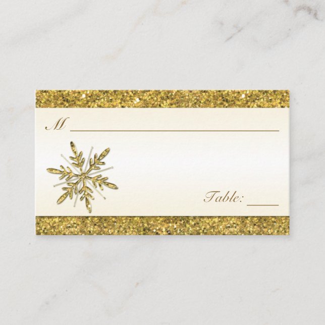 Cartes de table flocon de neige pailleté ivoire et (Devant)