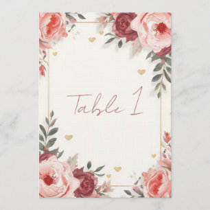 Cartes de table florales aquarelles romantiques