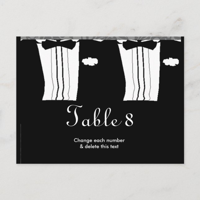 Cartes de table Gay Mariage Numéros Carte postale (Devant)