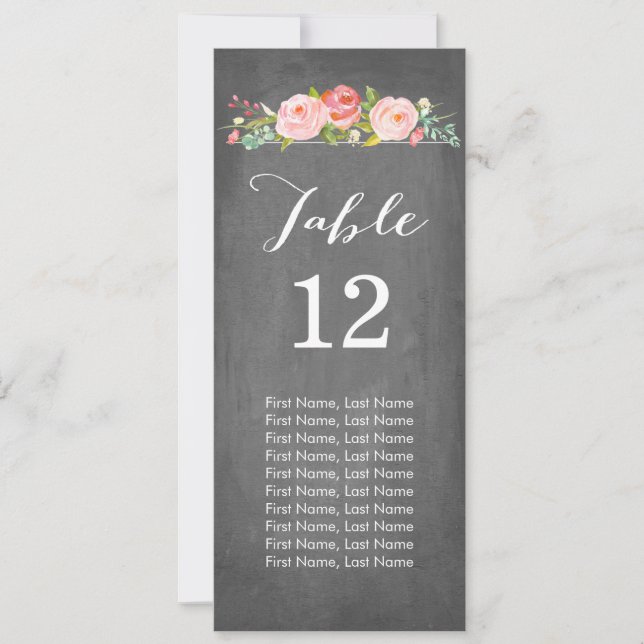 Cartes de table individuelles Rose Garden Chalkboa (Devant)