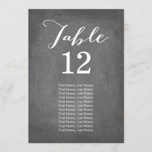 Cartes de table individuelles tableau noir