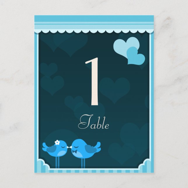 Cartes de table Inséparables turquoises série 1 (Devant)