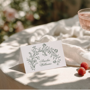 Cartes de Table Mariage Bohème Moderne Fleur Vert