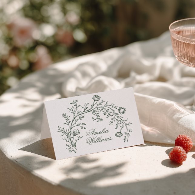 Cartes de Table Mariage Bohème Moderne Fleur Vert  (Créateur téléchargé)