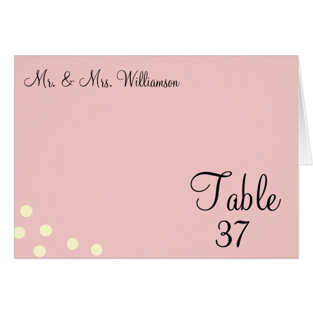 Cartes de table Mariage Crème rose Polka Dotsl (Devant Horizontal)