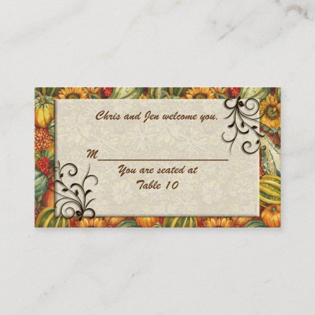 Cartes de table mariage de thème Automne (Devant)