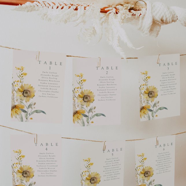 Cartes de table Mariage de tournesol (Créateur téléchargé)