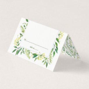 Cartes de table Mariage des Herbes Botaniques Vert