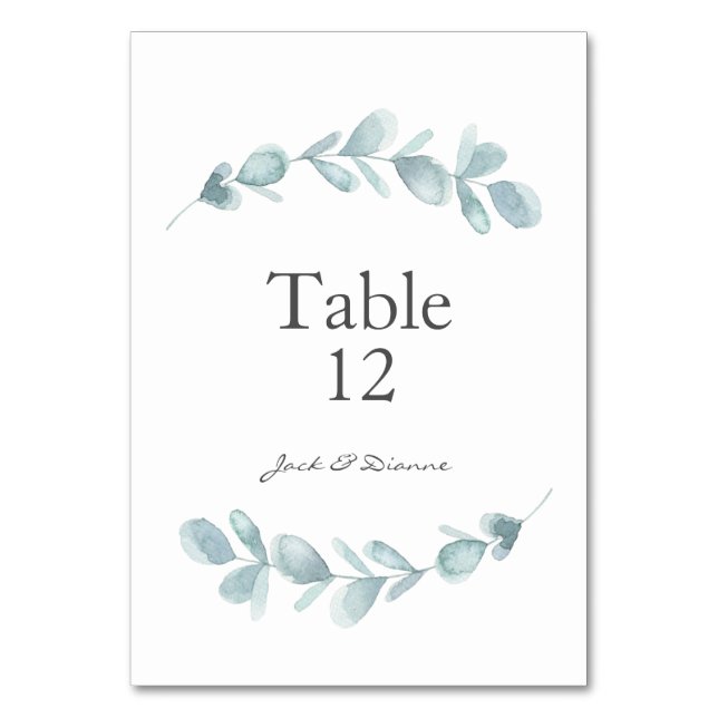Cartes de table Mariage Eucalyptus couleur bleu Aq (Par défaut)