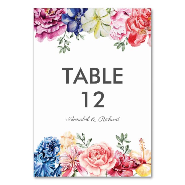 Cartes de table Mariage floral clair Aquarelle (Par défaut)