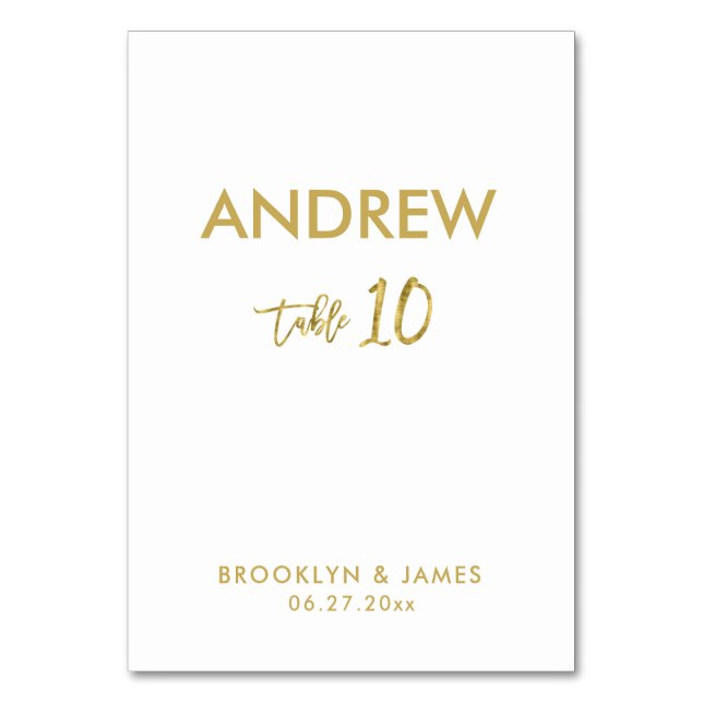 Cartes de table Mariage Gold Foil Tableau 10 (Par défaut)
