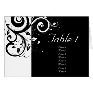 Cartes de table Mariage inverse noir + blanc