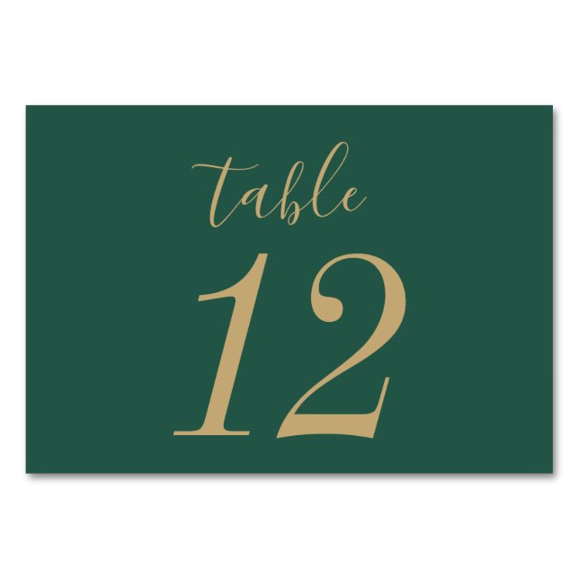Cartes de table Mariage vert et or (Devant)