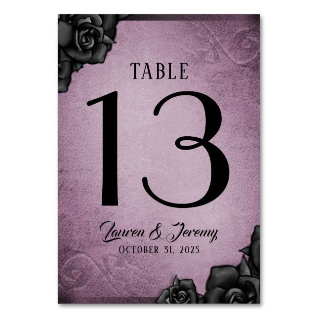 Cartes de table Mariages d'Halloween gothique viol (Dos)