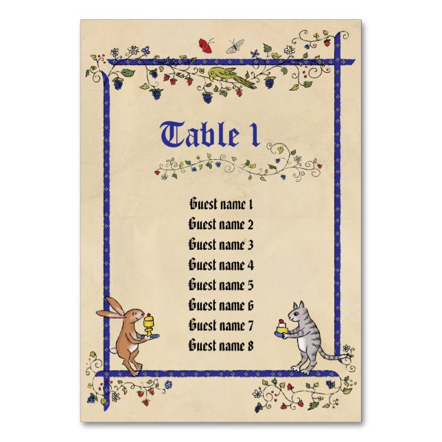 Cartes de table médiévales avec noms d'invités (Par défaut)