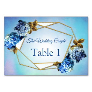 Cartes de table nuances d'aquarelle bleue