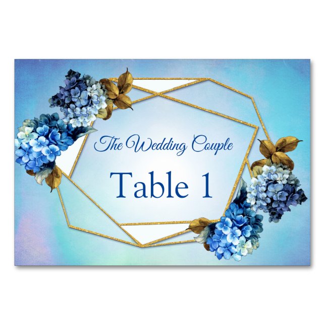 Cartes de table nuances d'aquarelle bleue (Devant)