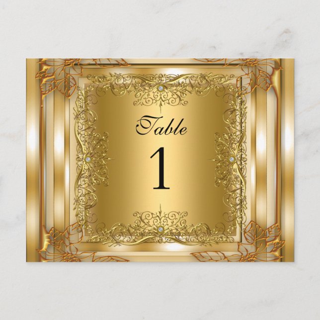 Cartes de table numérotées en or (Devant)