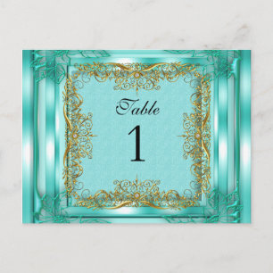 Cartes de table numérotées Gold Teal