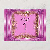 Cartes de table numérotées or rose