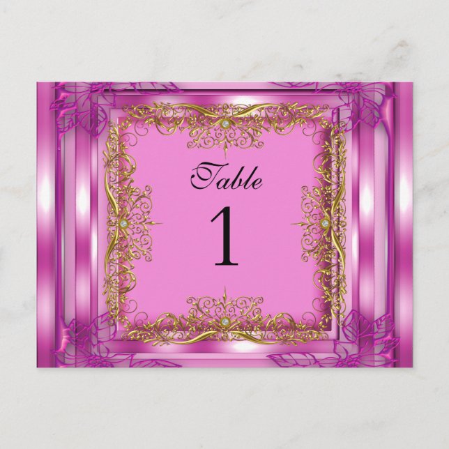 Cartes de table numérotées or rose (Devant)