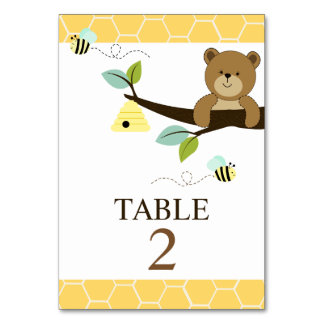 Cartes de table personnalisées de l'ours et de l'a