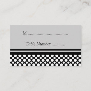 Cartes de table personnalisées Pois blanches
