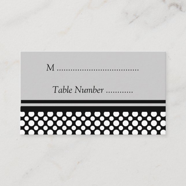 Cartes de table personnalisées Pois blanches (Devant)