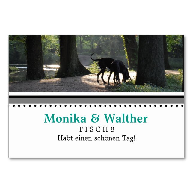 Cartes de table photo de chien (Devant)
