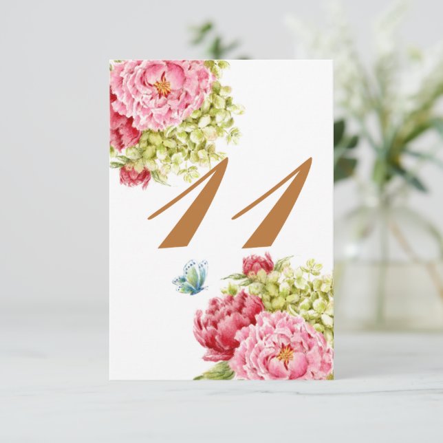 Cartes de table Pivoines et Hydrangea N° 11 (Debout devant)