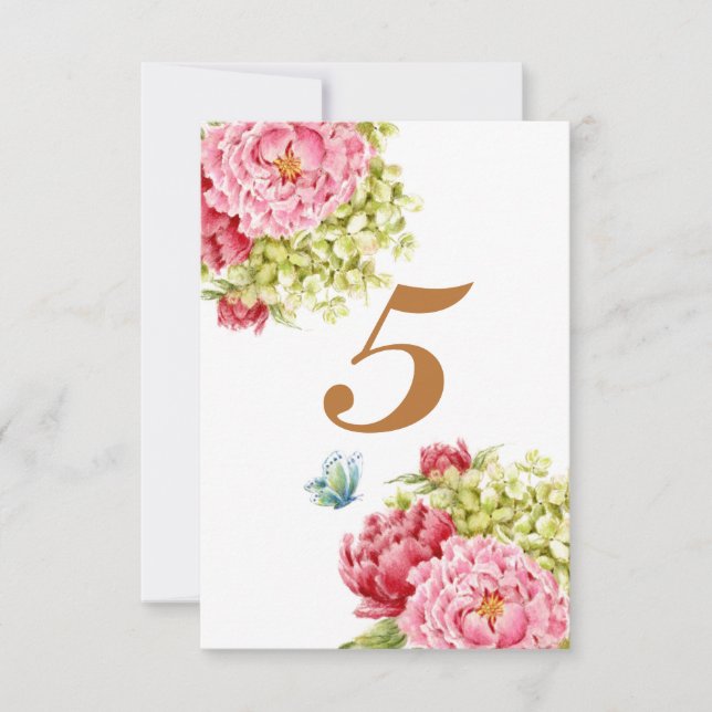 Cartes de table Pivoines et Hydrangea N° 5 (Devant)