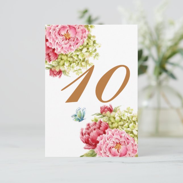 Cartes de table Pivoines et Hydrangeas N° 10 (Debout devant)