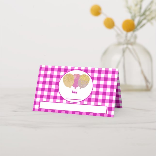 Cartes de Table Pliées avec Ballons à Paillettes e (Devant)