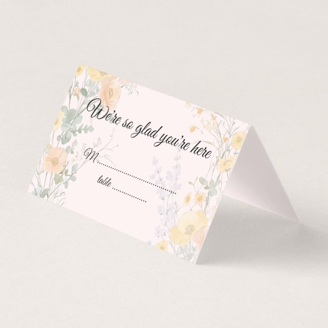 Cartes de Table Pliées pour Mariage aux Fleurs Sau (Front)