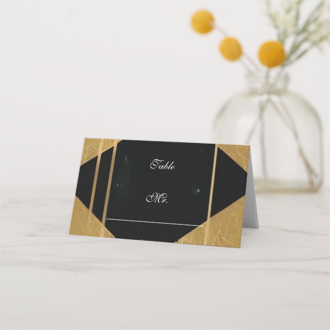 Cartes de table pliées sangliers dorés de lignes (Devant)