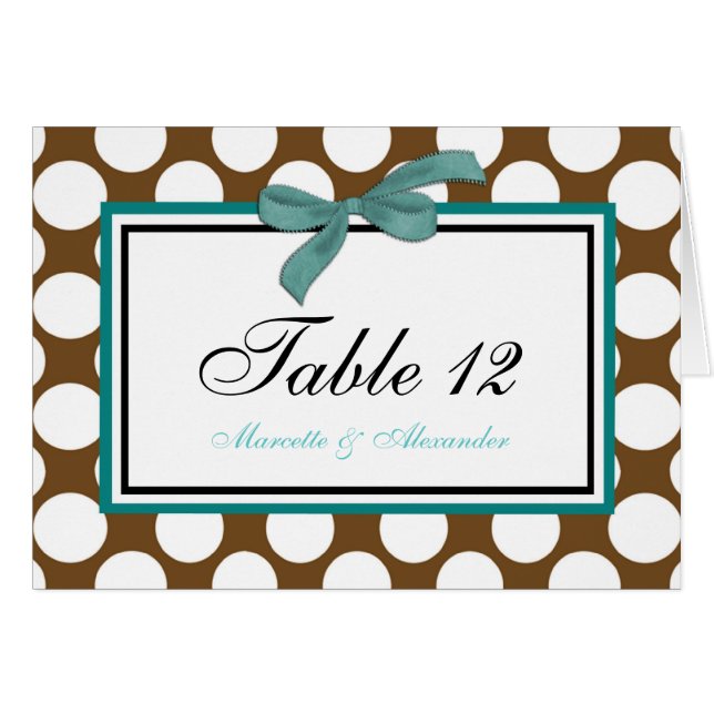 Cartes de table Poka Brown turquoise (Devant horizontal)