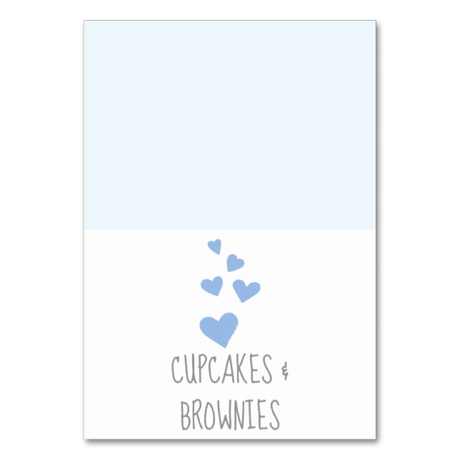 Cartes de table pour Baby Shower Cœurs Bleus (Par défaut)