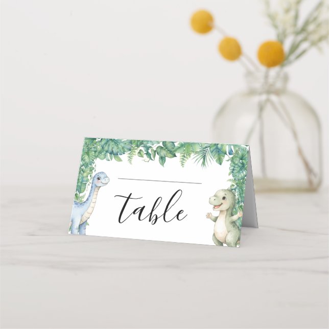 Cartes de table pour Baby Shower Dinosaure Feuille (Devant)