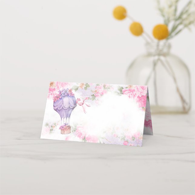 Cartes de table pour Baby Shower Montgolfière (Devant)
